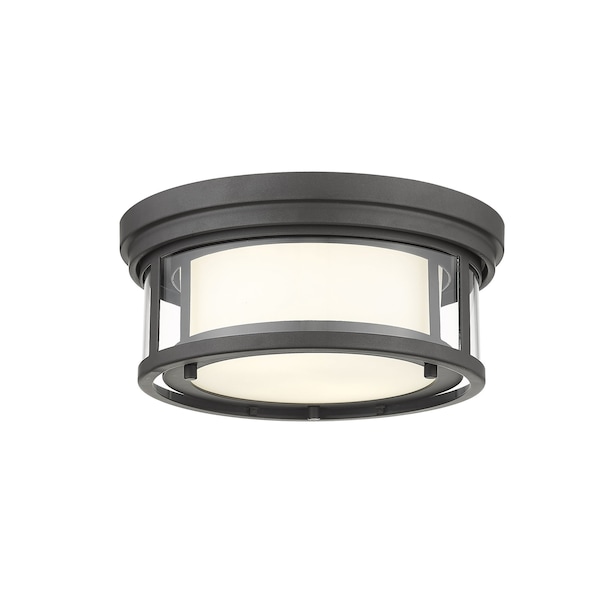 Z-Lite Willow 2 Light Flush Mount, Bronze & Inner White and Outer Clear 426F12-BRZ - main